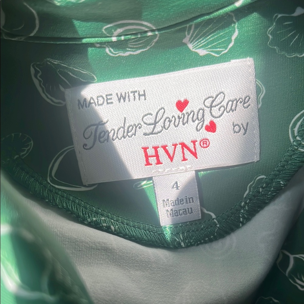 HVN dress size 4 sea shell print with green back ground euc - Picture 6 of 6